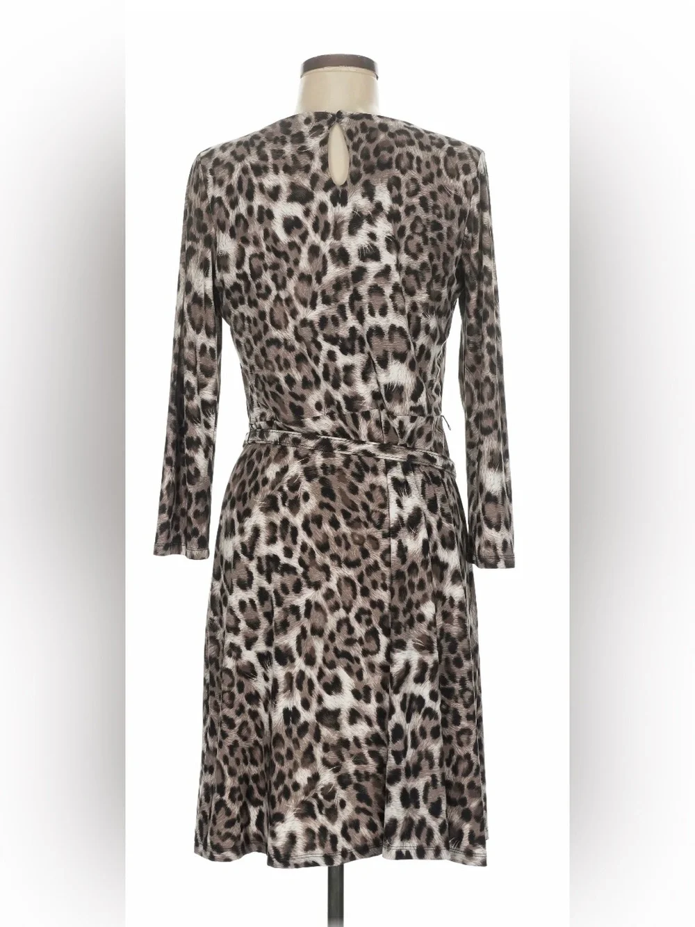 INC International Concepts Animal Print Stretch Midi Dress Sexy Sleeves Sz M